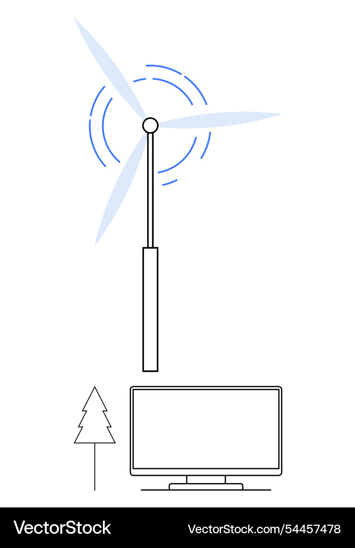 Wind turbine generating power for a digital device vector image