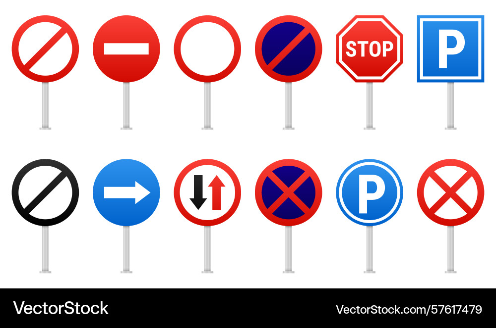Array of various informative road signs vector image