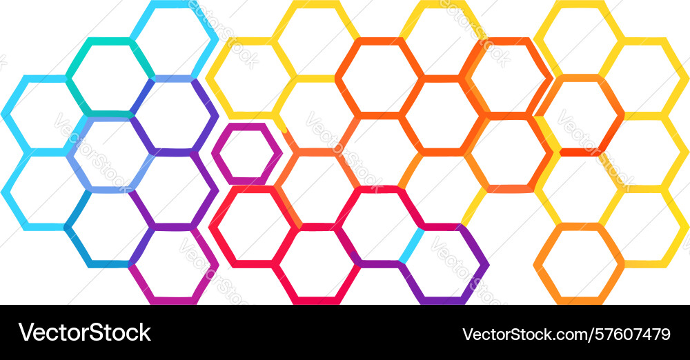 Bright hexagonal gradient grid design generative vector image