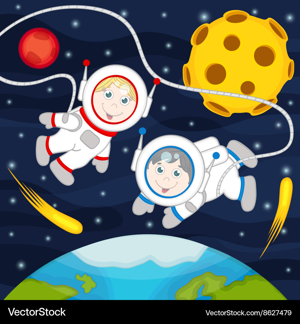 Children in space Royalty Free Vector Image - VectorStock