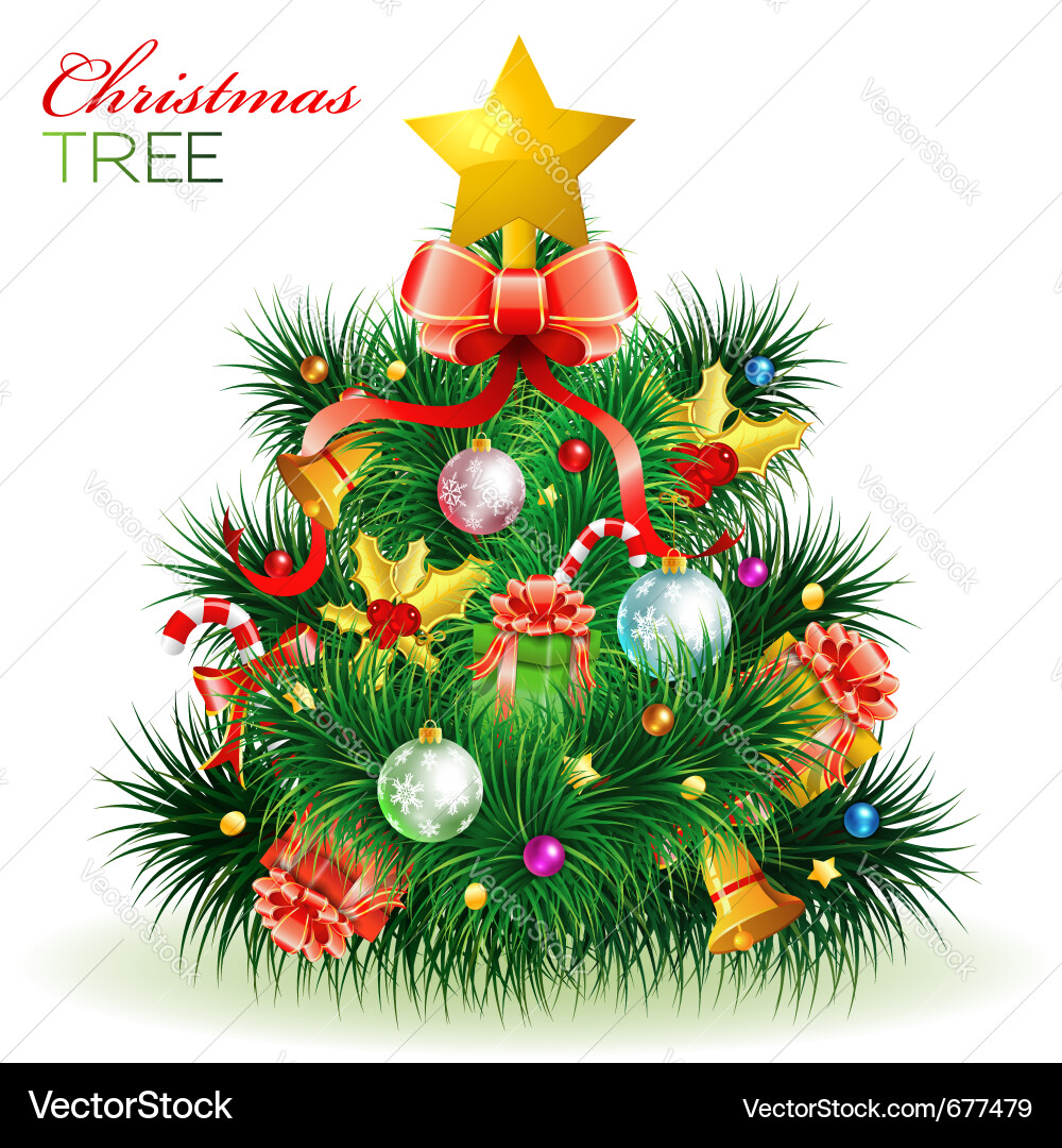 Christmas Tree with Ornaments Vector Image