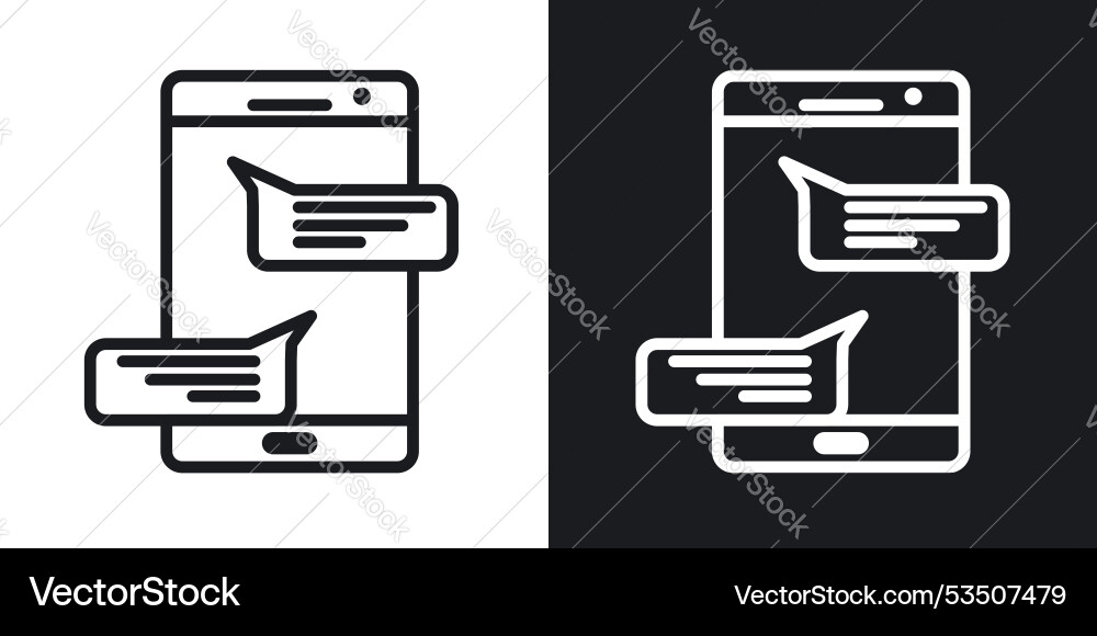 Mobile message notificationline in thin line Vector Image
