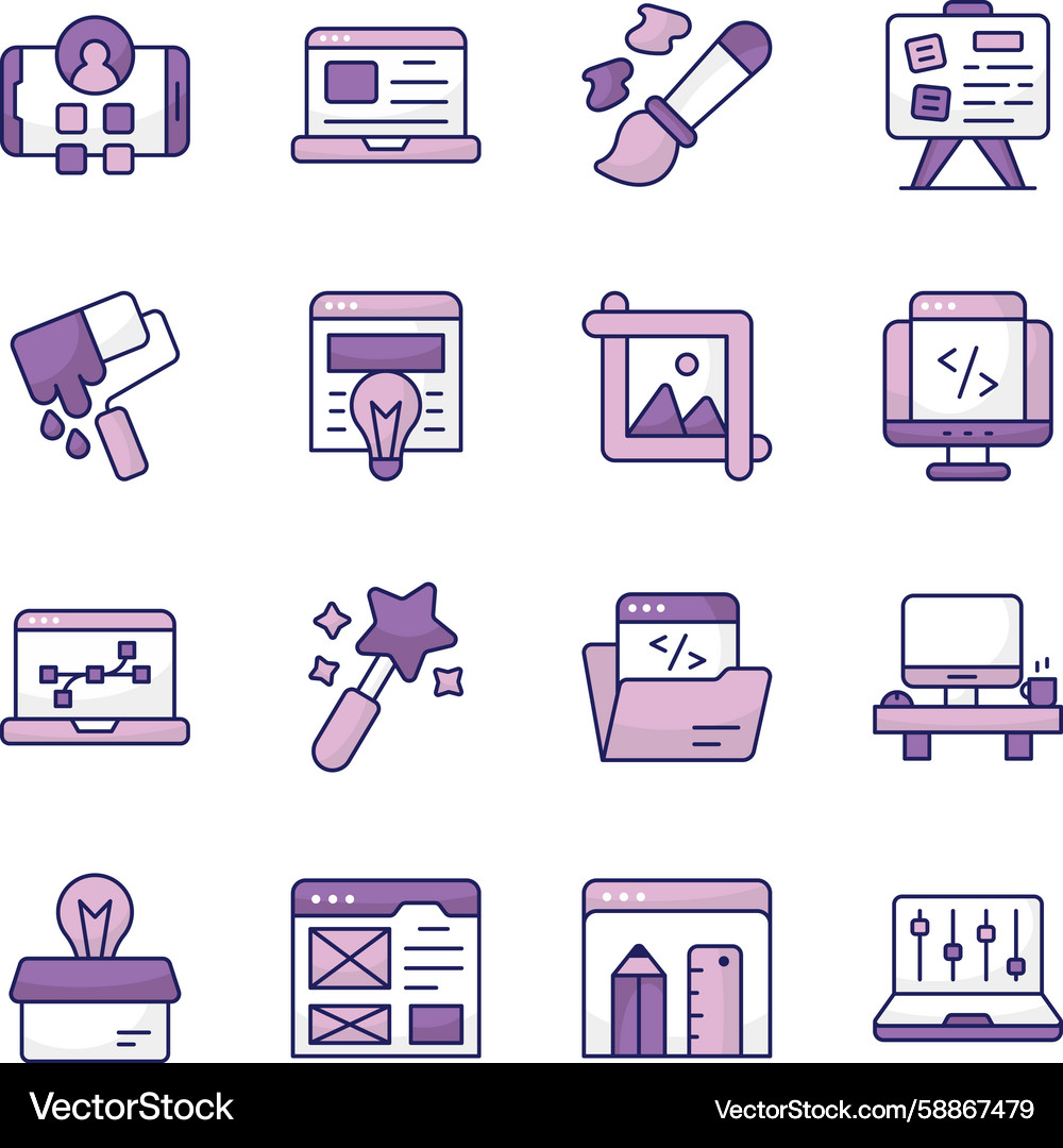 Set of web designing flat icons Vector Image