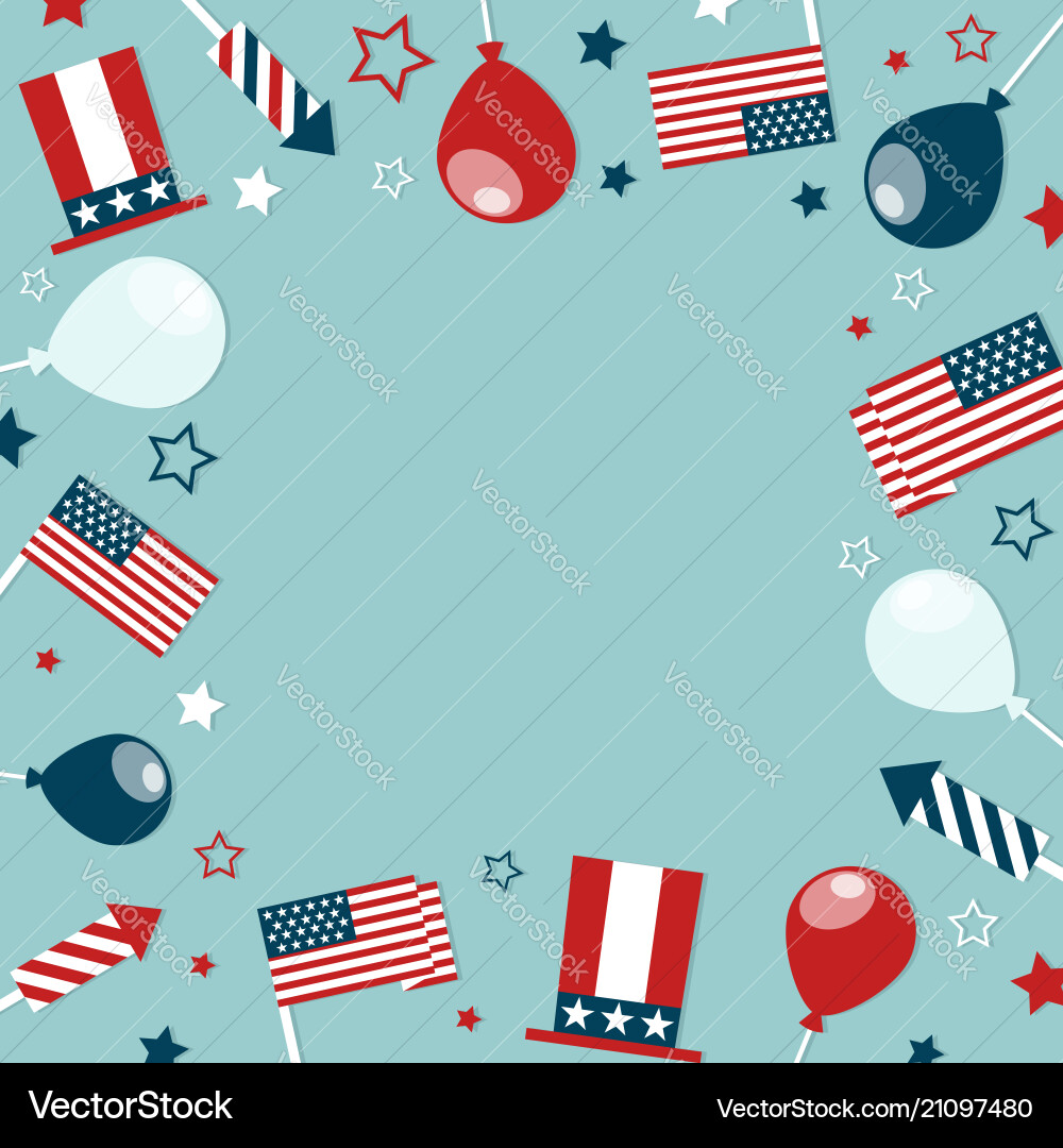 4th of july concept frame with festive attributes 4th of july concept frame with festive attributes vector image