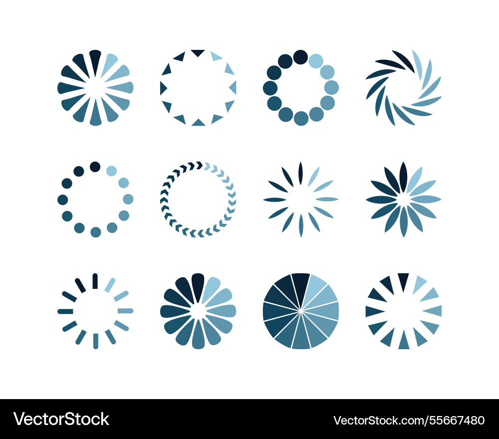 Collection loading bar status icon set of loaded Collection loading bar status icon set of loaded vector image