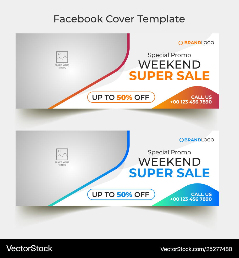 Colorful Facebook Cover Template Vector Image