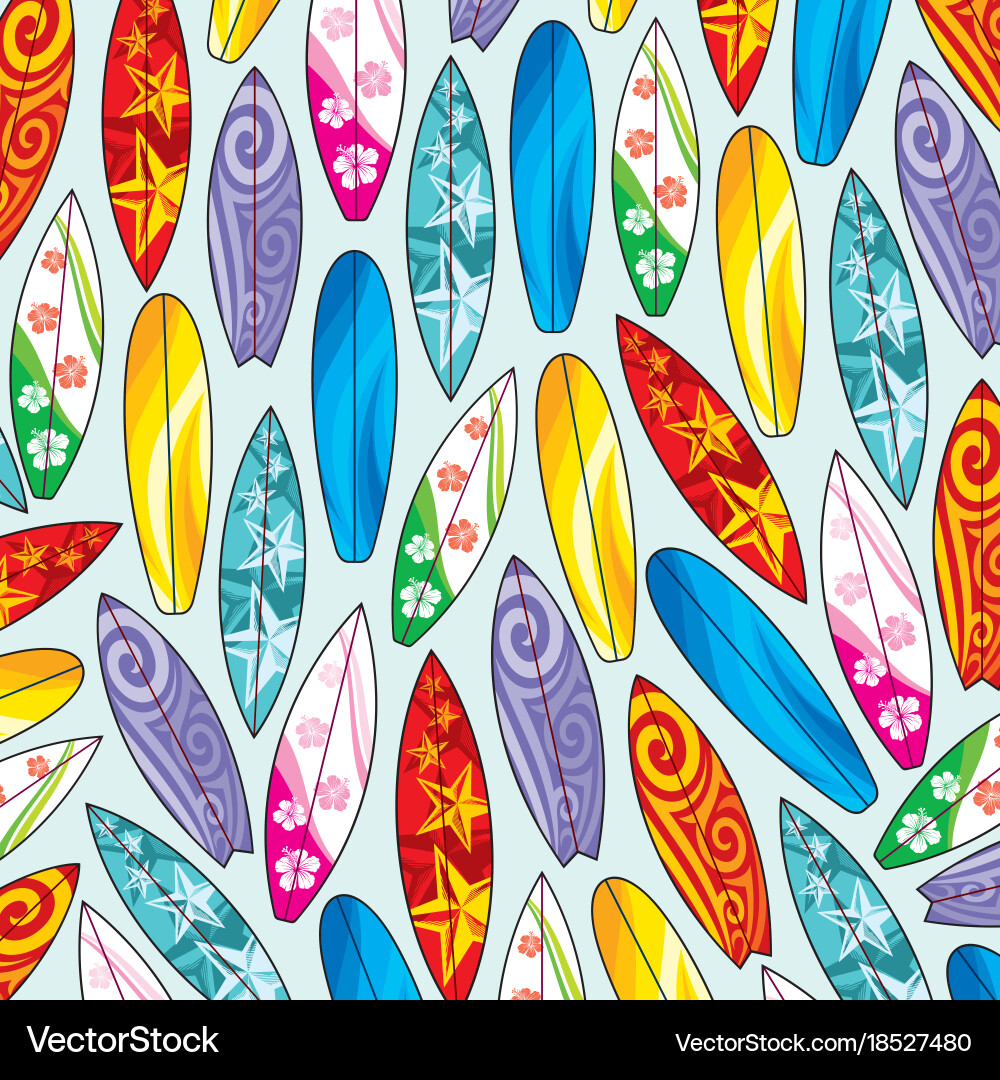 Colorful Surfboard Pattern Vector Image