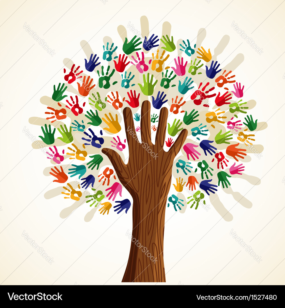 Hands Forming a Tree of Unity vector image