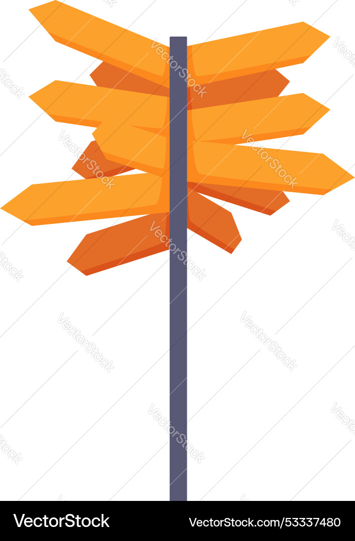 Multiple orange blank arrows pointing in different Multiple orange blank arrows pointing in different vector image