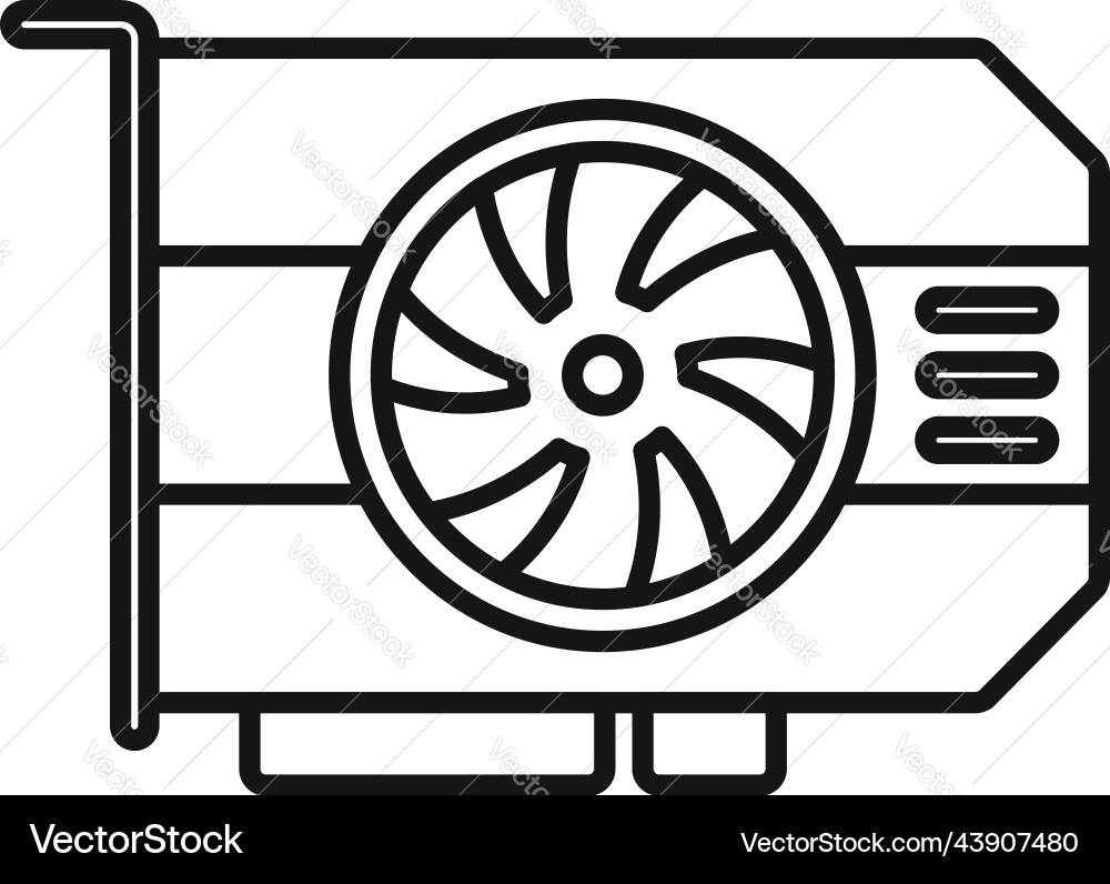 Pc video card icon outline computer gpu Vector Image