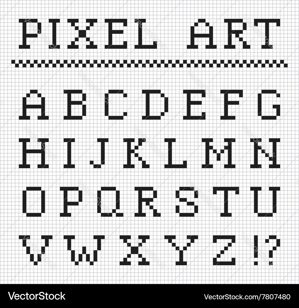 Pixel font set of letters vector image