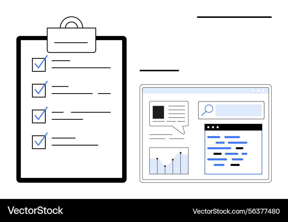 Task checklist and data analysis dashboard Task checklist and data analysis dashboard vector image