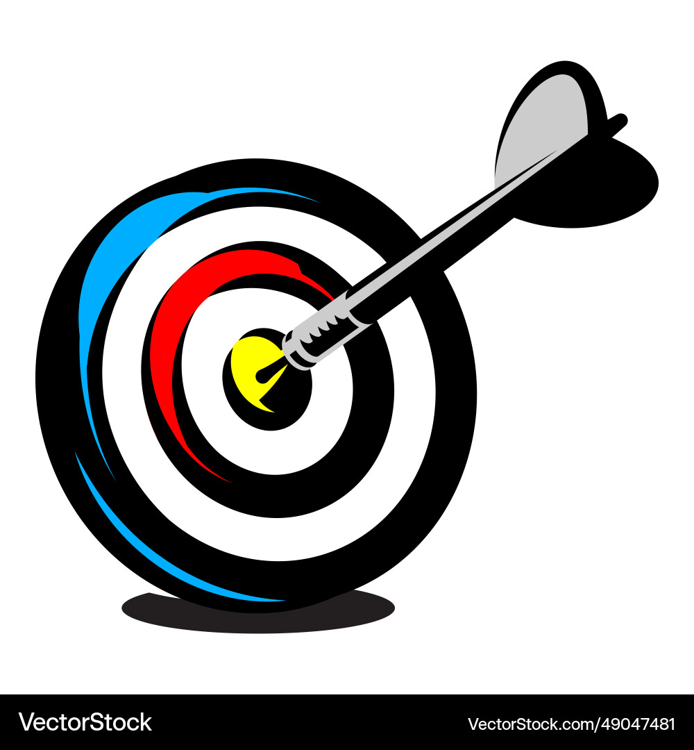 A colored target with dart hitting the center Vector Image