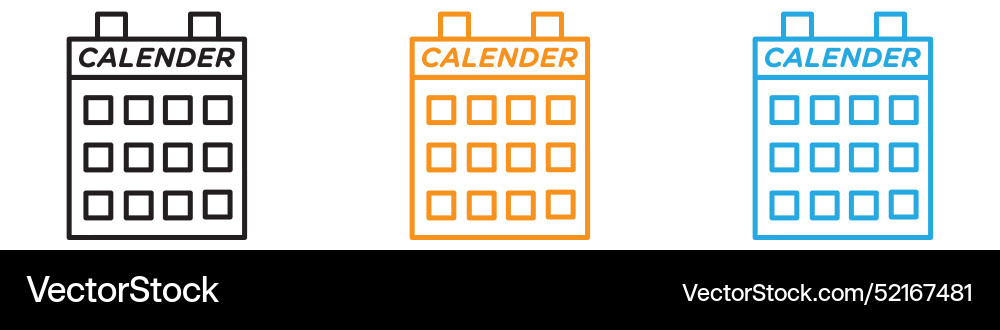 Calendar icon logo set collection for web app ui Calendar icon logo set collection for web app ui Vector Image
