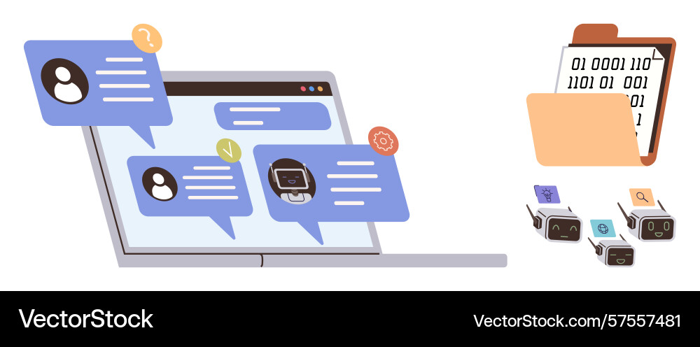 Digital communication and data storage vector image