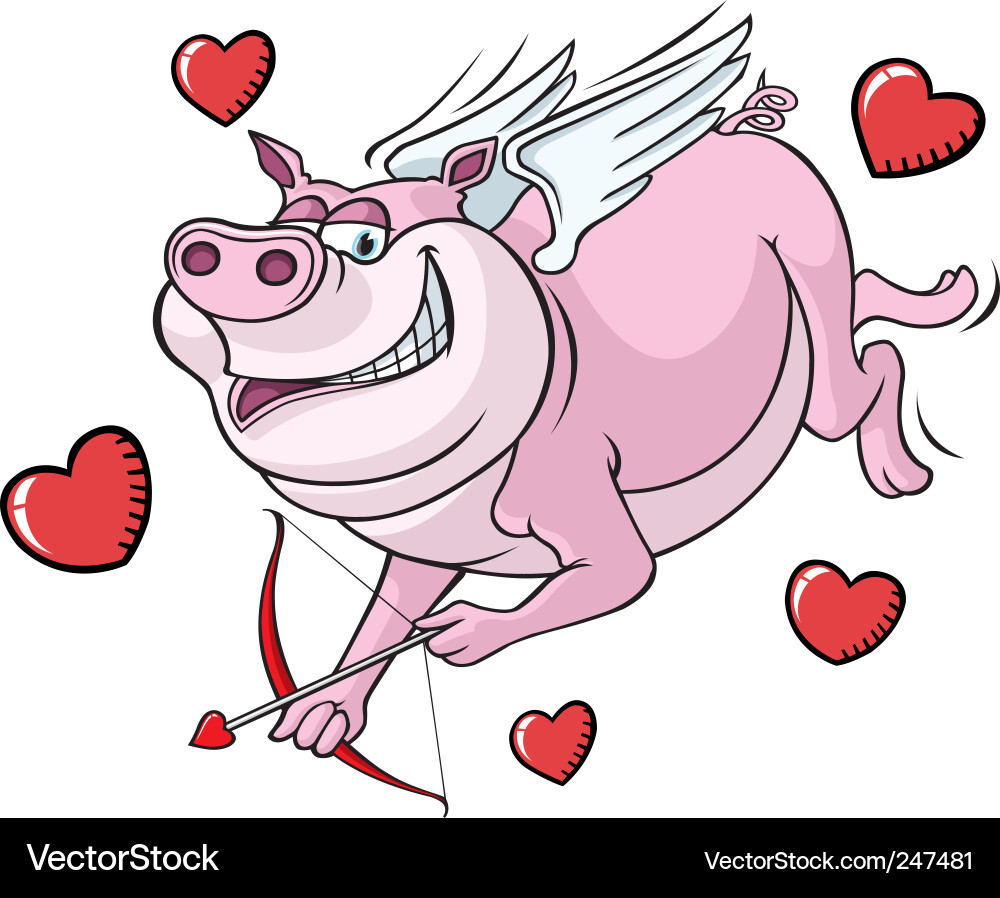 Flying Cupid Pig Vector Image