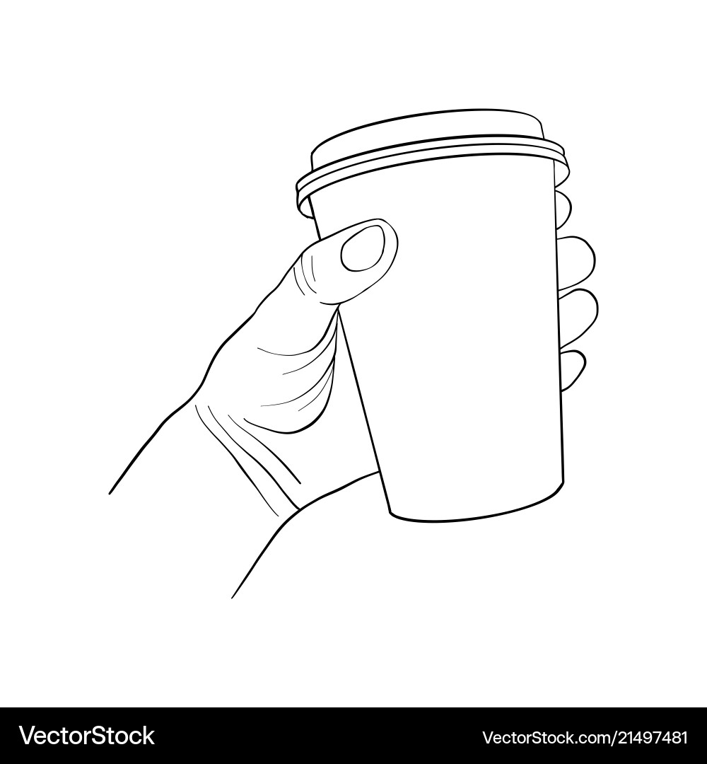 Hand with coffee cup Royalty Free Vector Image