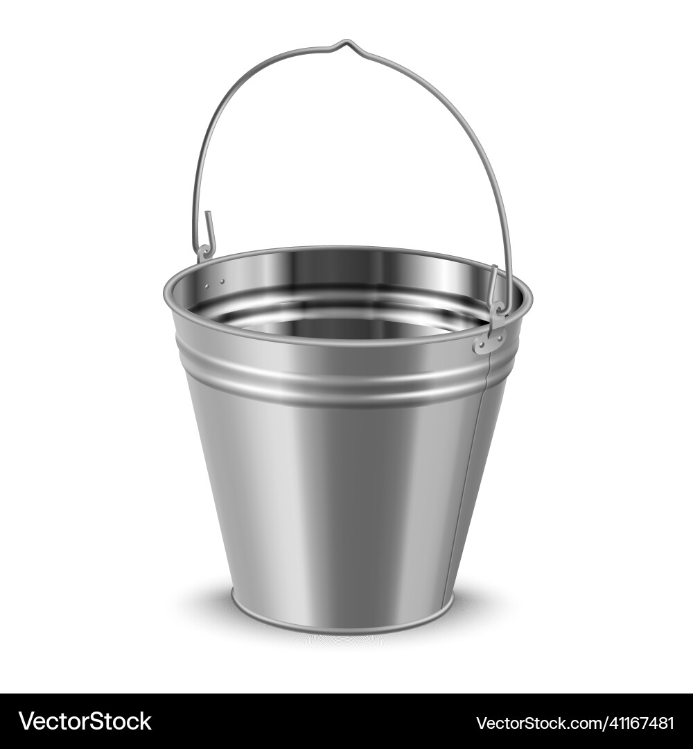 Realistic enameled bucket with handle Realistic enameled bucket with handle vector image