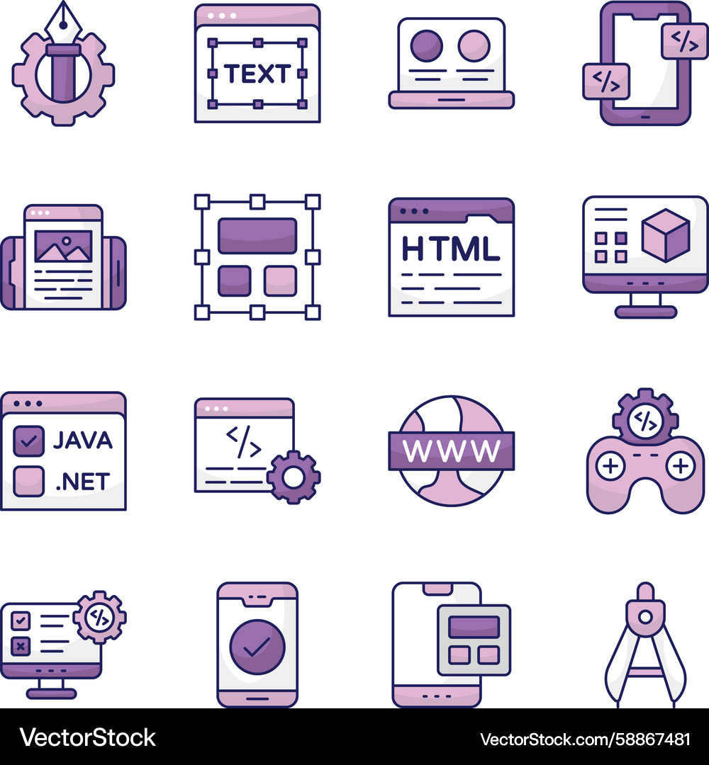 Set of designing and programming flat icons Vector Image