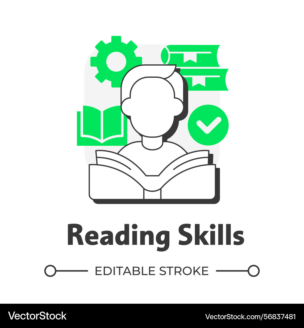 Writing skills flat outline concept icon Vector Image
