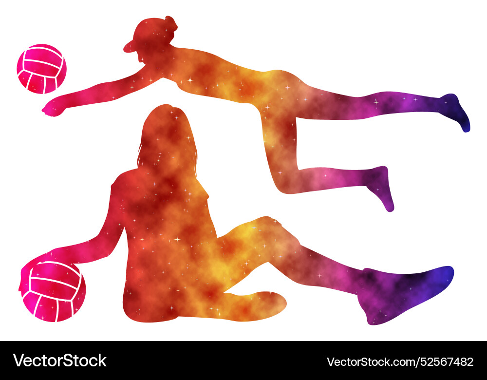 Colorful watercolor volleyball player woman art Colorful watercolor volleyball player woman art vector image