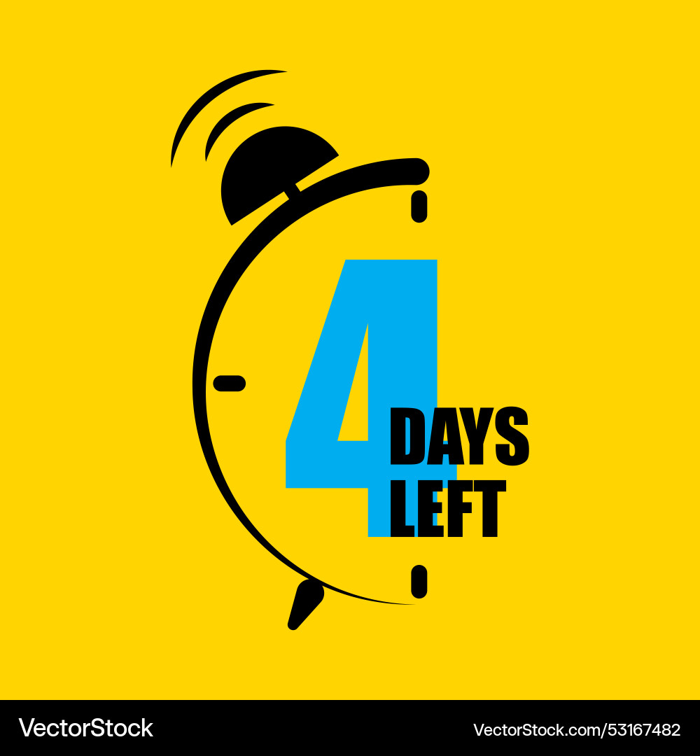 Countdown timer icon four days left warning Countdown timer icon four days left warning vector image