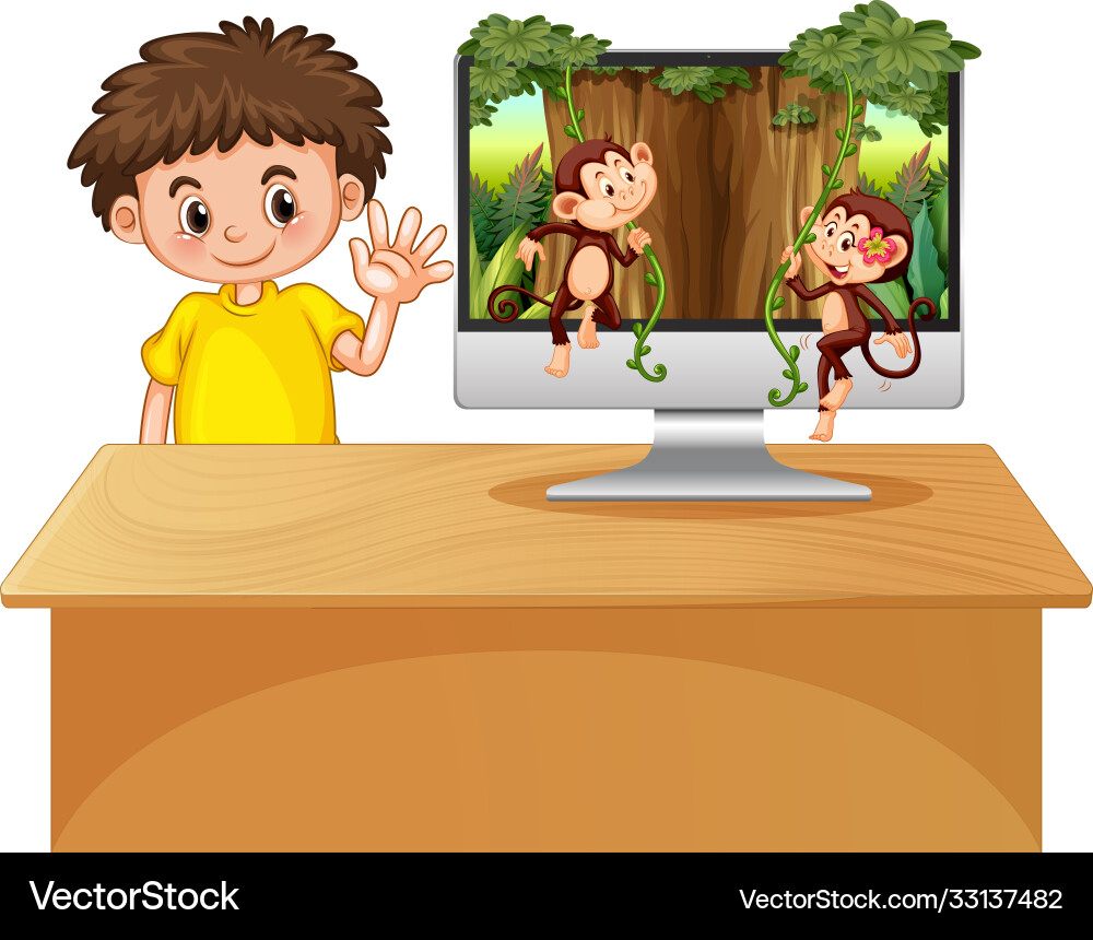 Jungle theme on computer background Jungle theme on computer background vector image