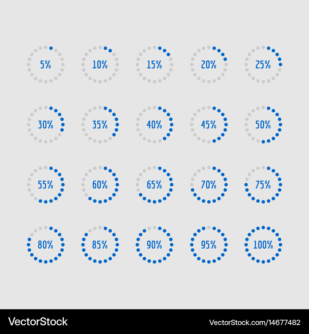Percentage Circle Charts - Loading Progress vector image