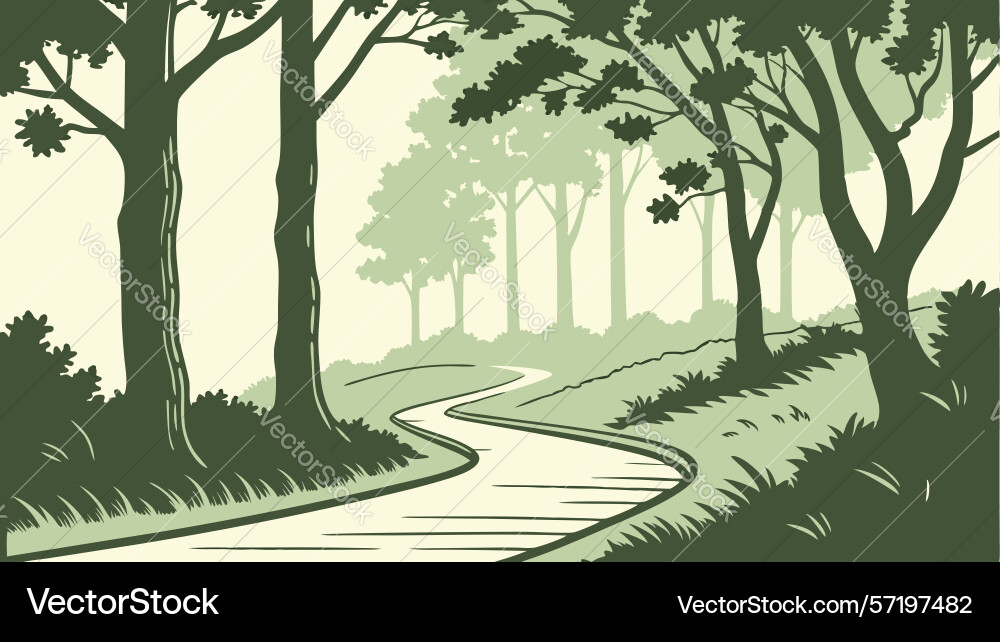 Serene forest path landscape design generative ai vector image