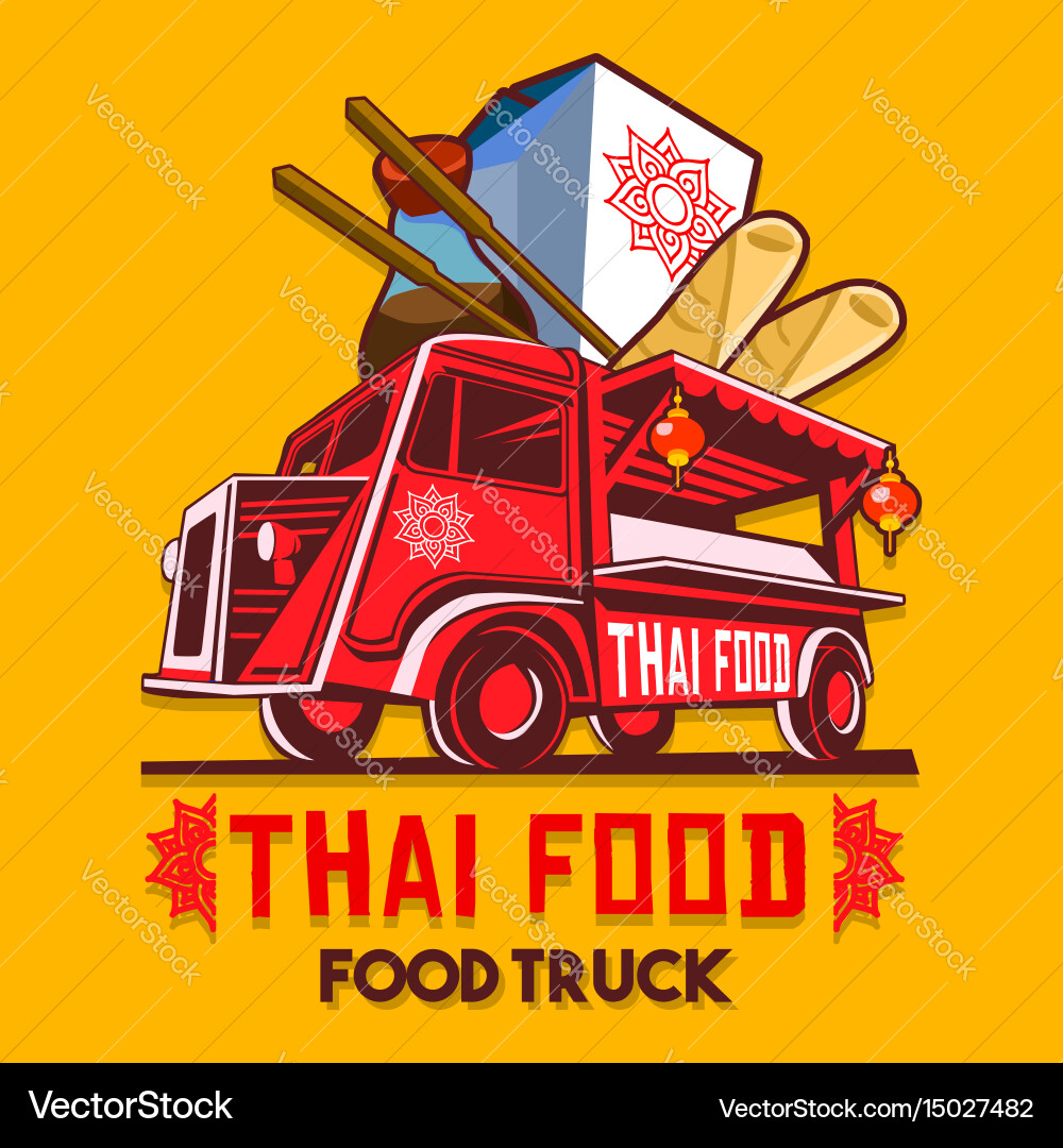 Thai Food Lieferwagen Logo Vektorbild