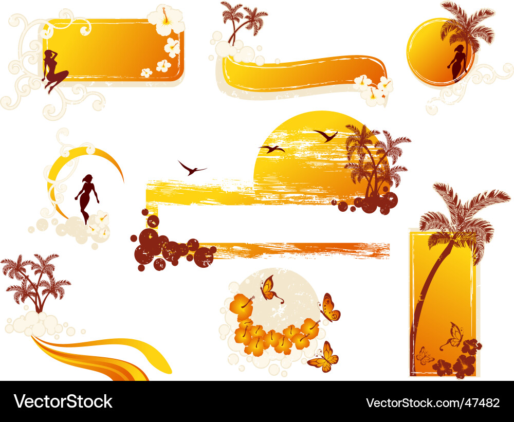 Tropical Grunge Elements Royalty Free Vector Image