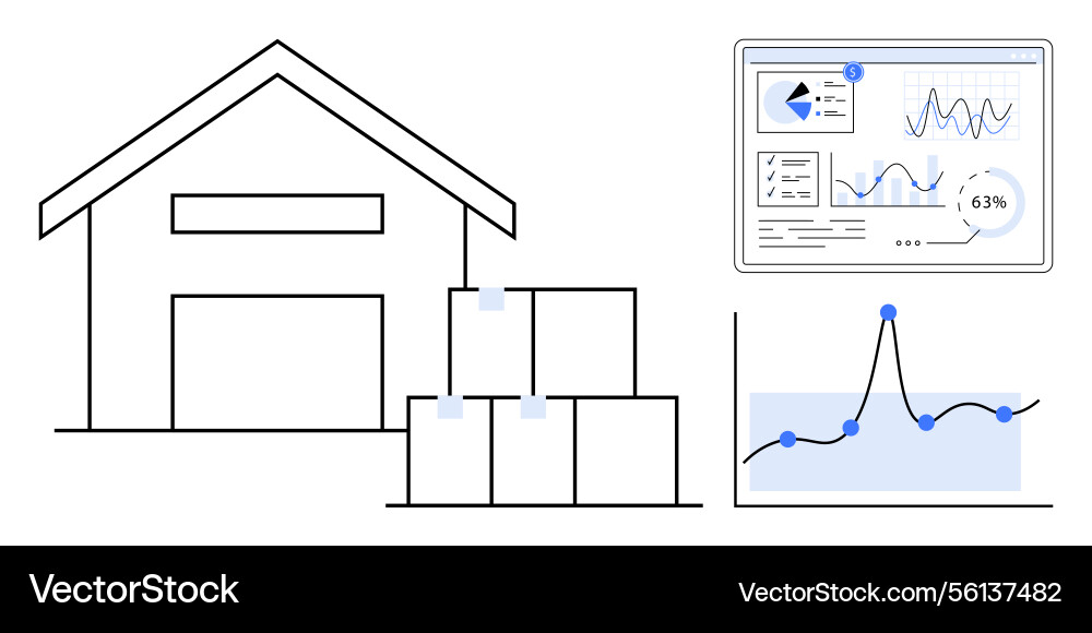 Warehouse inventory management with data analytics Warehouse inventory management with data analytics vector image