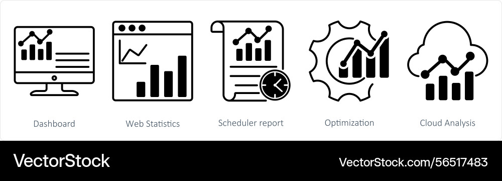 A set of 5 diagram icons as dashboard web Vector Image