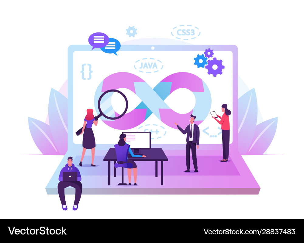 DevOps Collaboration & Software Development vector image