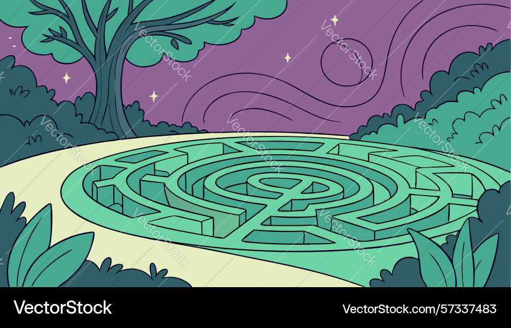 Elegant circular maze labyrinth pattern design vector image