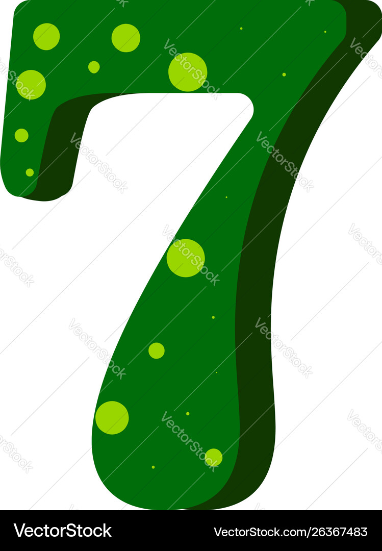 Green number seven with yellow dots on white – Royalty-Free Vector |  VectorStock, image size:749x1080