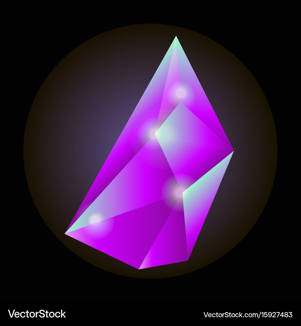 Luminous crystal of crimson color with sharp edges vector image