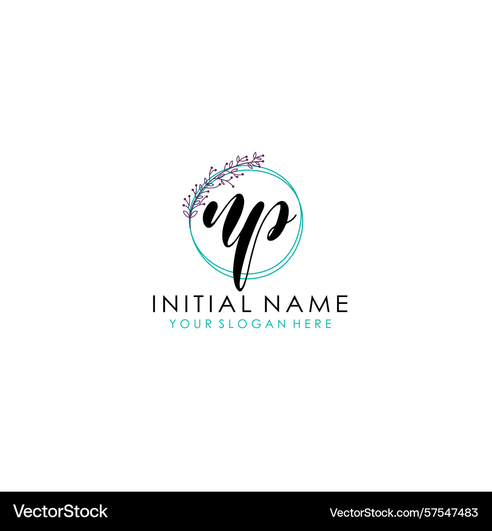Np initial logo with botanical circle design Np initial logo with botanical circle design Vector Image