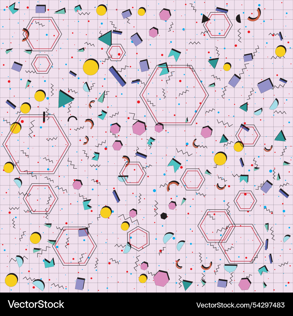 Retro abstract geometric background with grid vector image