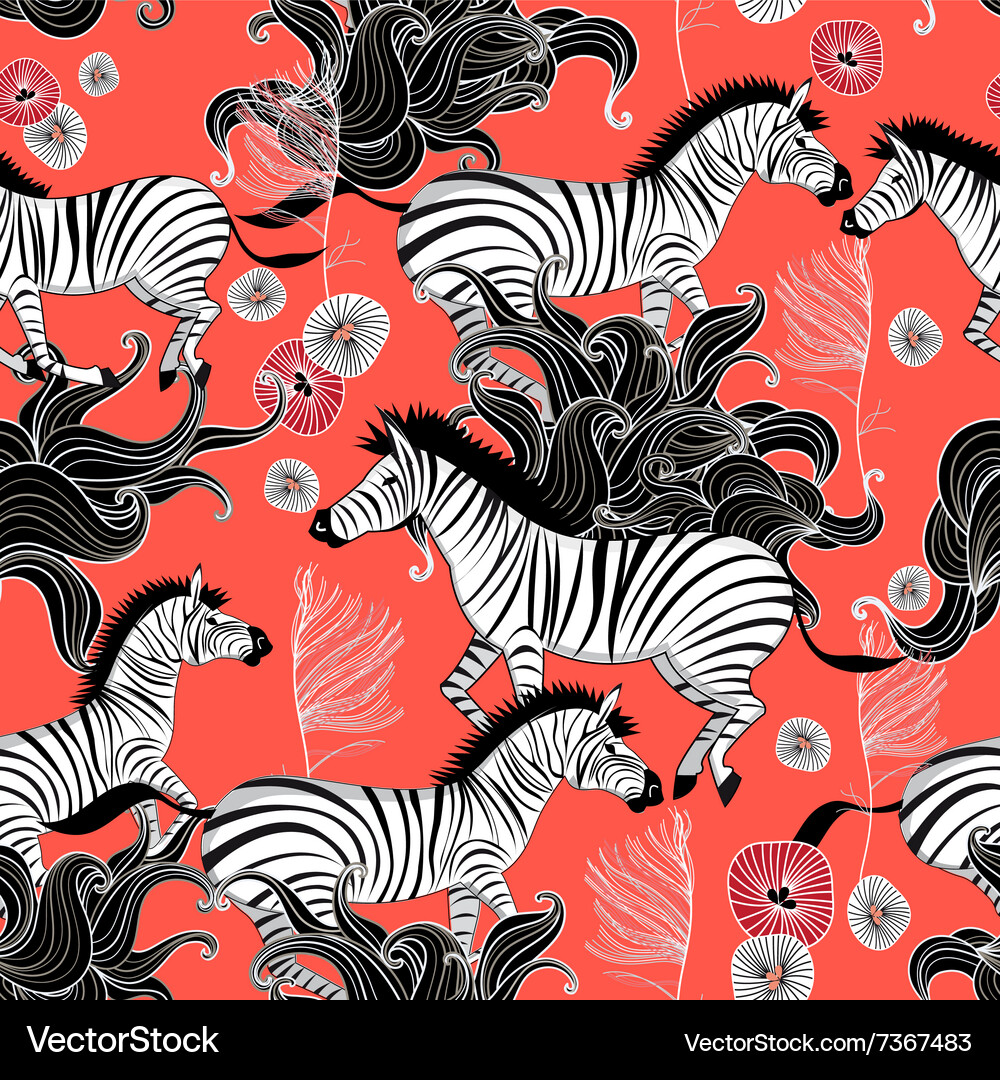 Running Zebras Pattern Vector Image