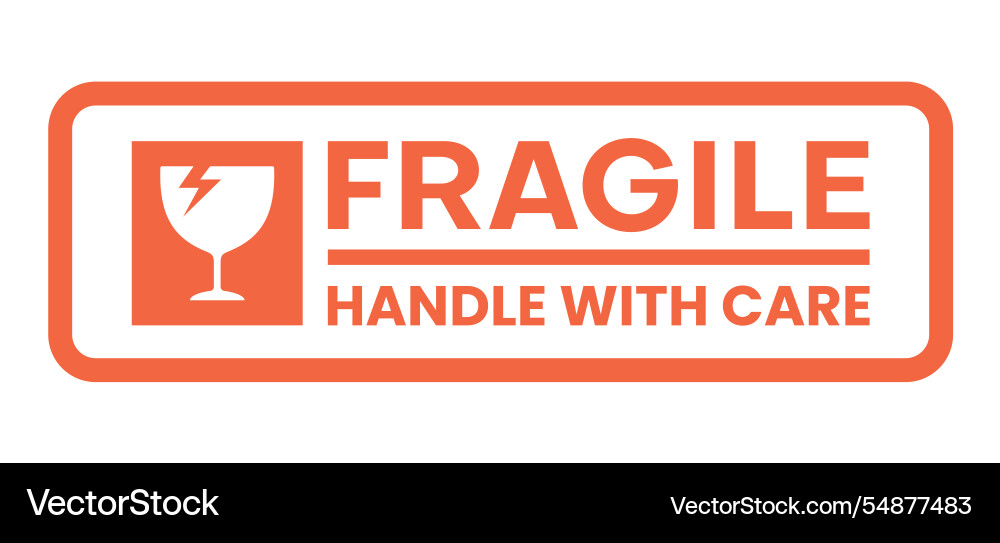 Sticker fragile handle with care red Sticker fragile handle with care red vector image