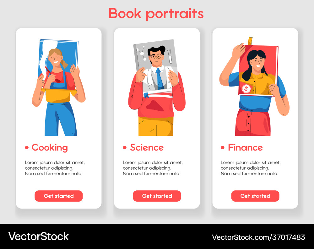 Template design for mobile app page with book vector image