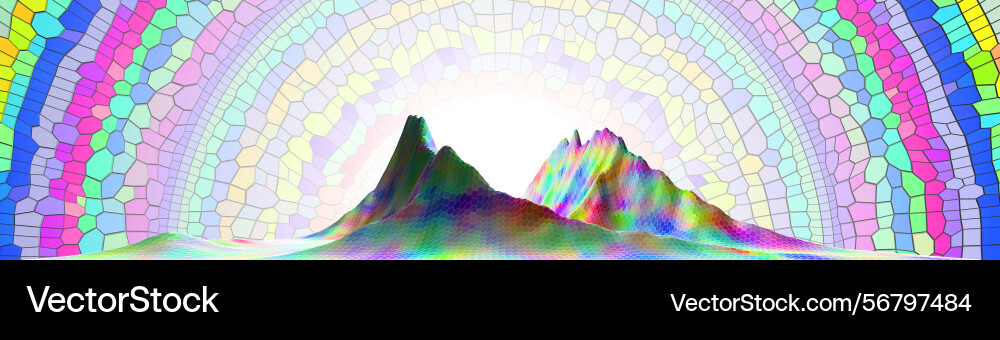 Abstract colorful landscape with hexagonal Abstract colorful landscape with hexagonal vector image
