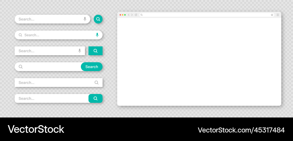 Blank internet browser window with various search Blank internet browser window with various search vector image