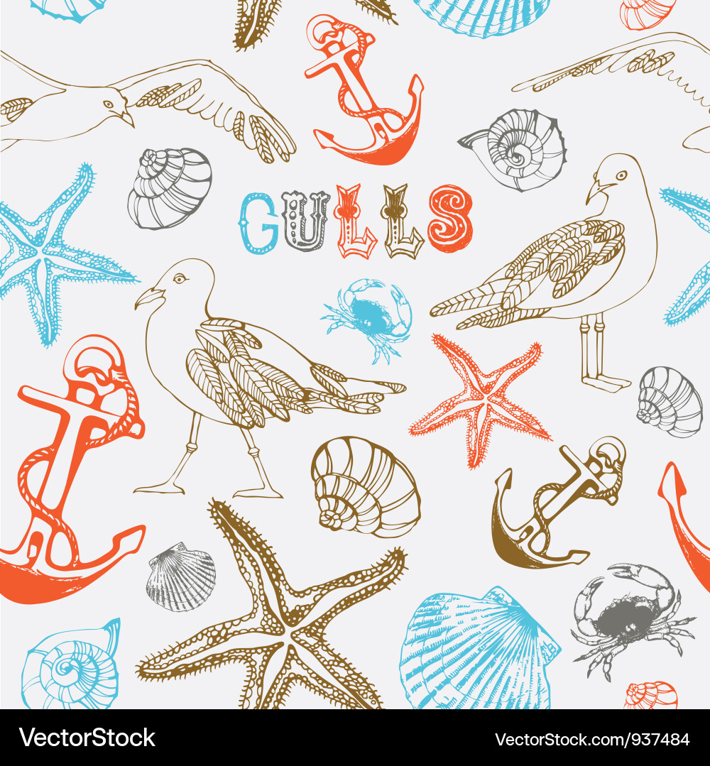 Coastal Seashell Pattern vector image