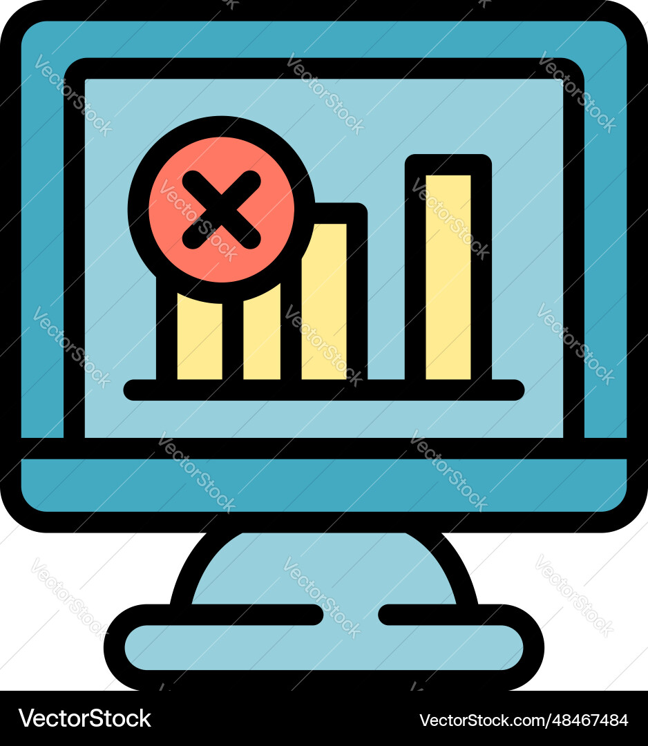 Monitor graph icon flat Monitor graph icon flat vector image