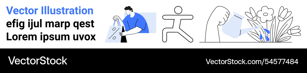 Multitasking individual balancing work exercise Vector Image