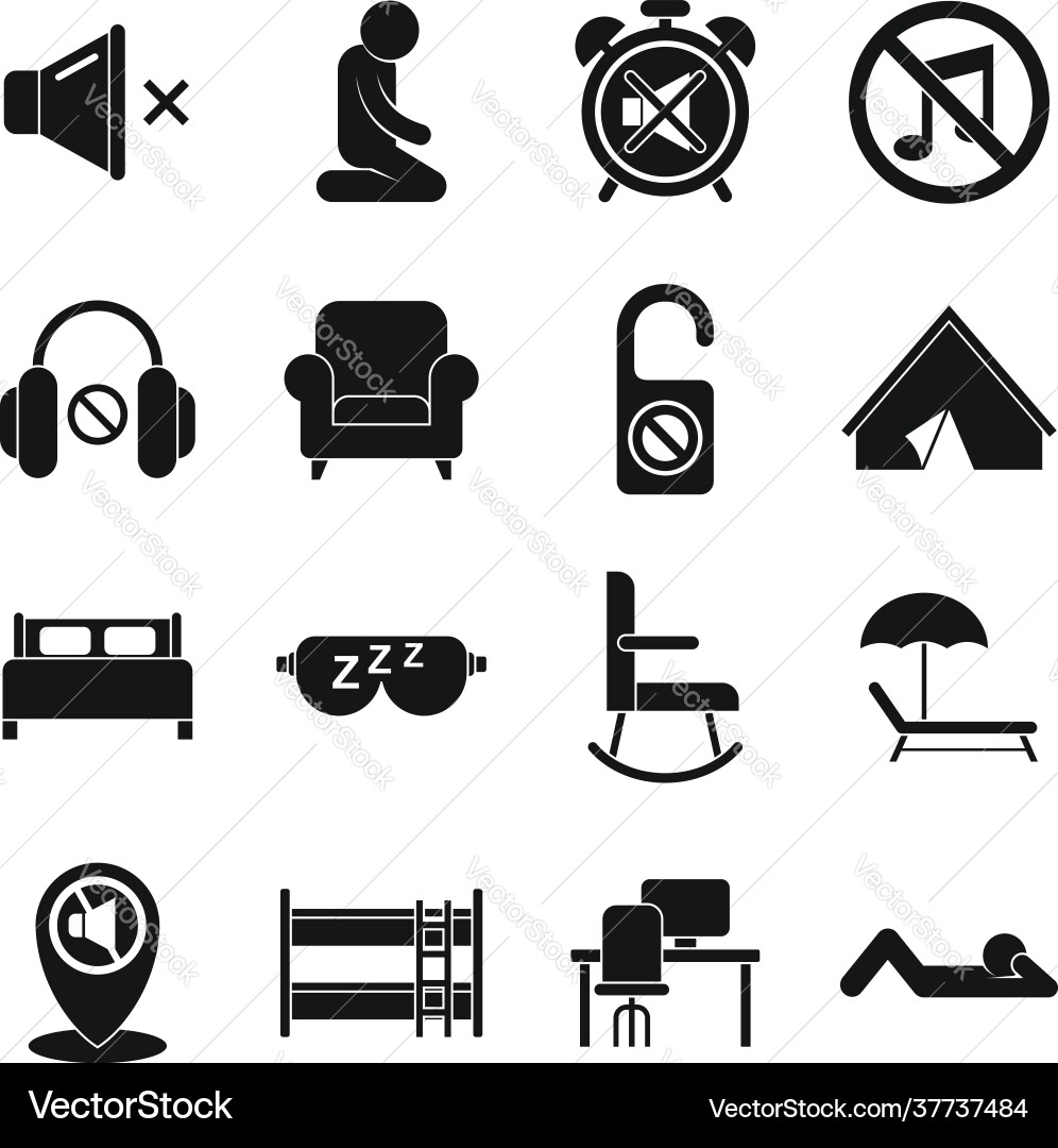 Quiet spaces icons set simple style Quiet spaces icons set simple style vector image