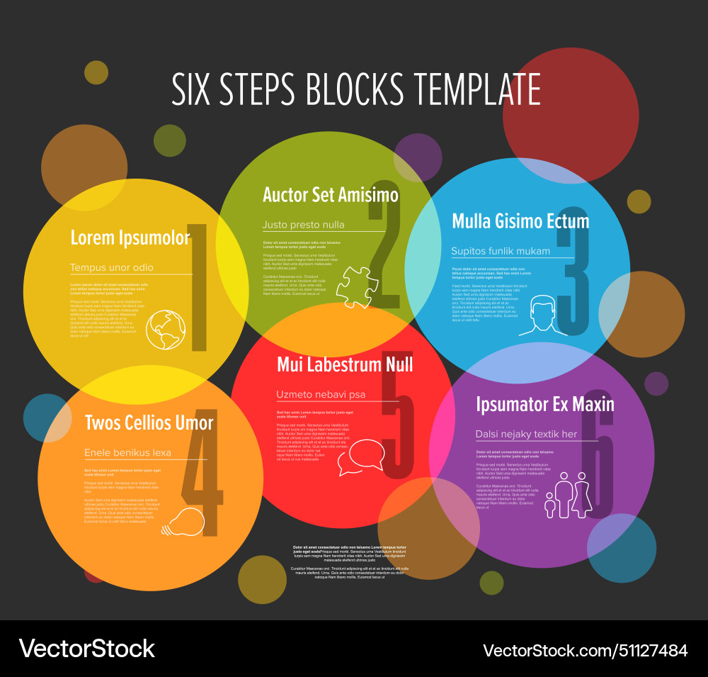 Six circle steps in cycle progress template vector image