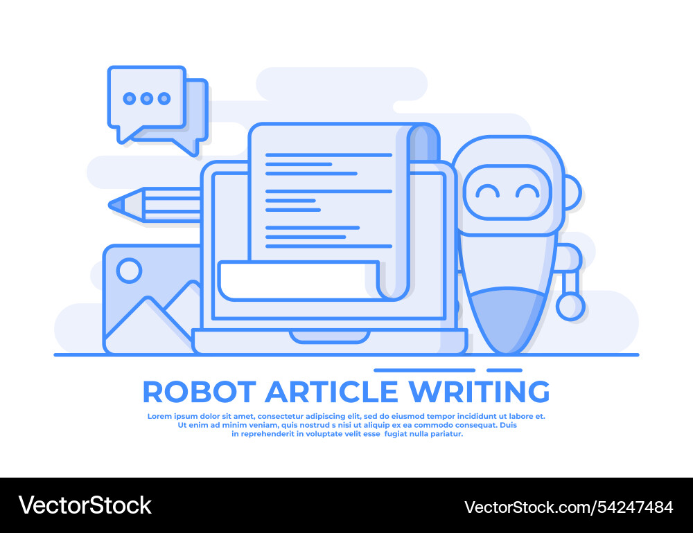 Writing articles using artificial intelligence Vector Image